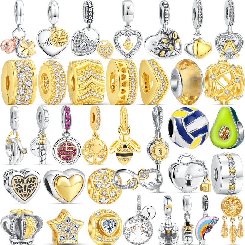 Женский браслет из серебра 925 пробы с бусинами и Шармами |