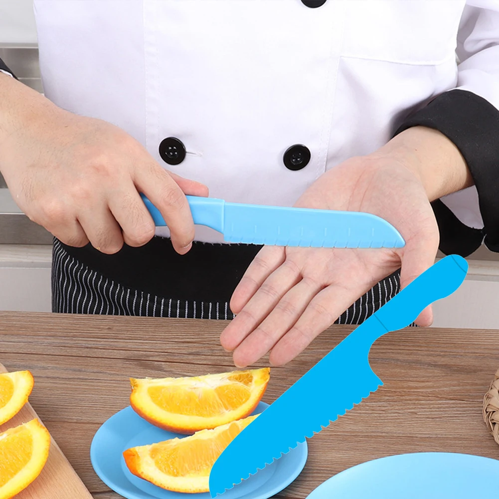 

Sawtooth Cutter Plastic Fruit Knife Safe Kitchen Knife Kids Chef For Bread Lettuce Toddler Cooking Knives Children Paring Knives