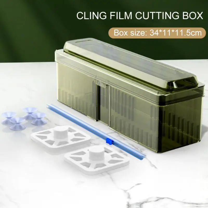 

Household Cling Film Cutter Kitchen Food Wrap Dispenser Cutter Cling Film Wrap Dispenser Sharp Cutter Storage Kitchen Tool