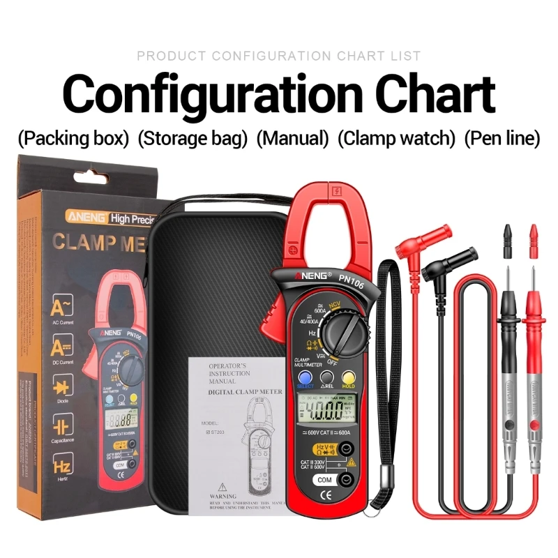 

High Precisions Digital Clamp Meter 4000Count Suitable for Electricians Maintenance with Full RangesOverload Protections