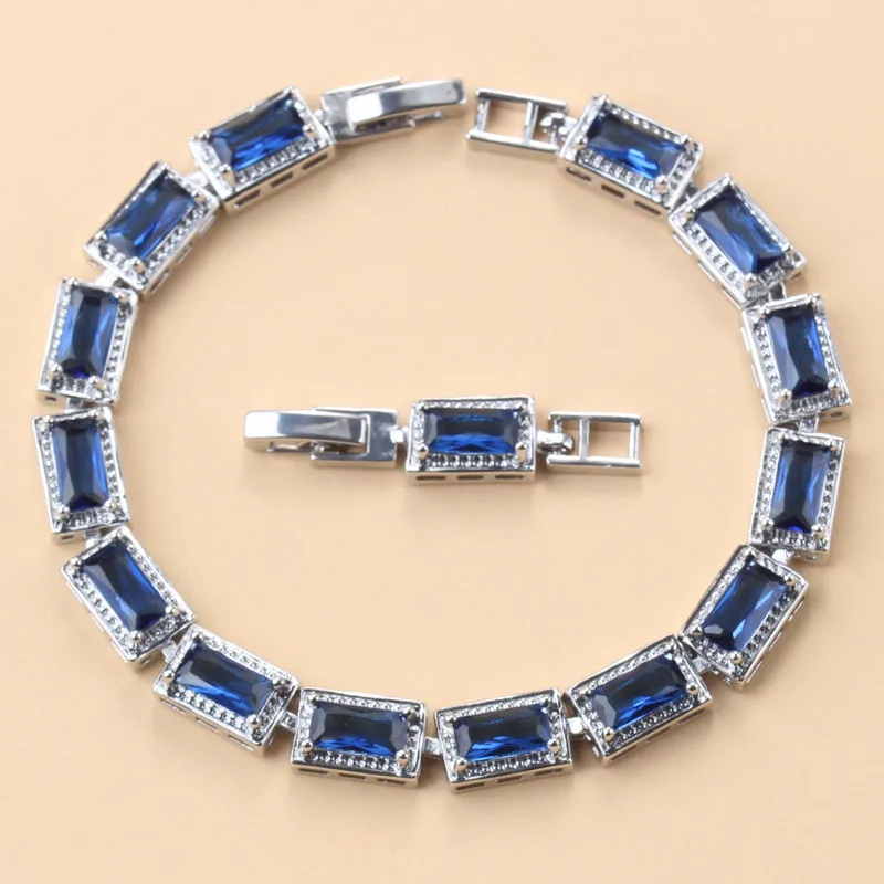 

13 цветов Свадебные аксессуары 925 знак женский браслет синий кубический цирконий Свадебные украшения для женщин Бесплатная доставка