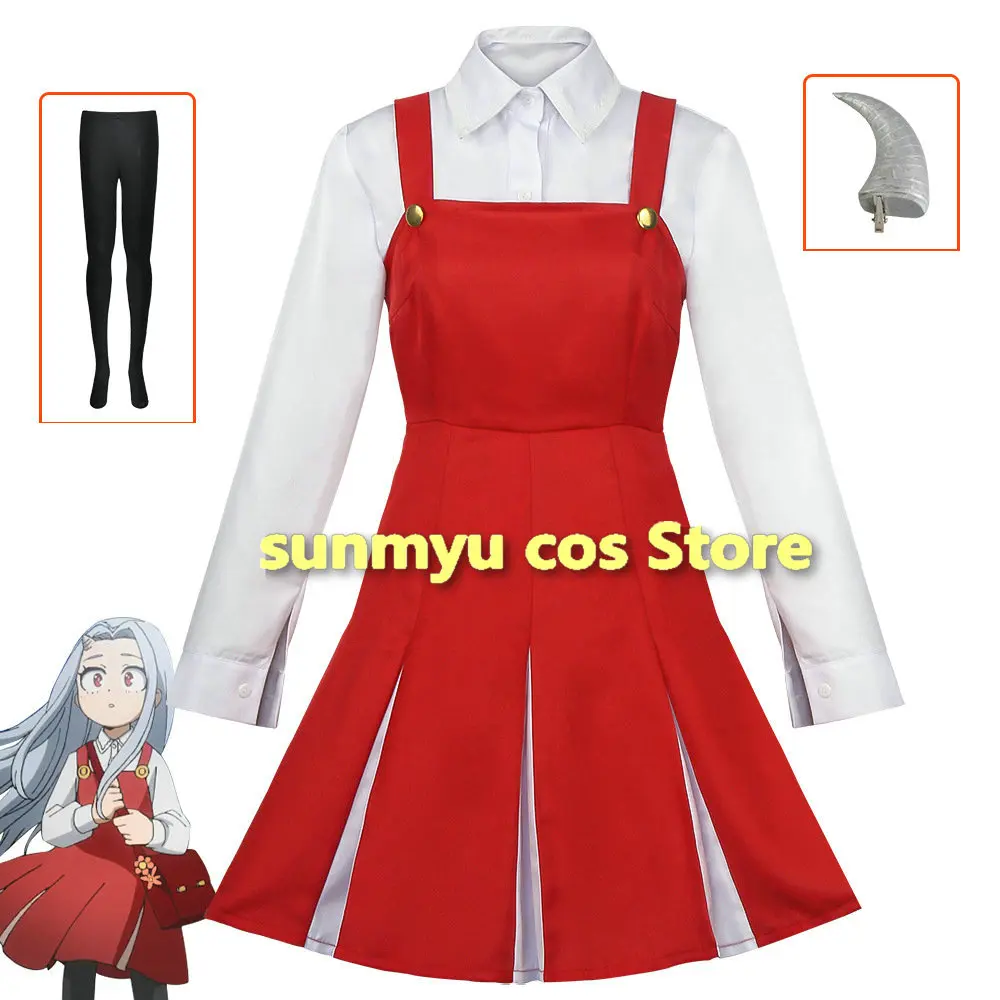 

My Hero Academia Eri Cosplay Costume With Horn Boku no Hero Akademia Eri Red Dress