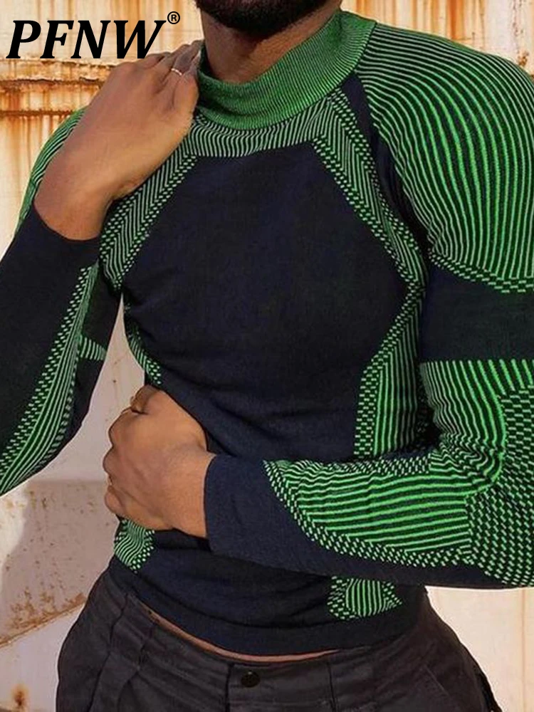 

Новинка 2022, модная пикантная облегающая нижняя рубашка PFNW для мужчин, обтягивающие Топы с длинным рукавом, модная трендовая Футболка с прин...