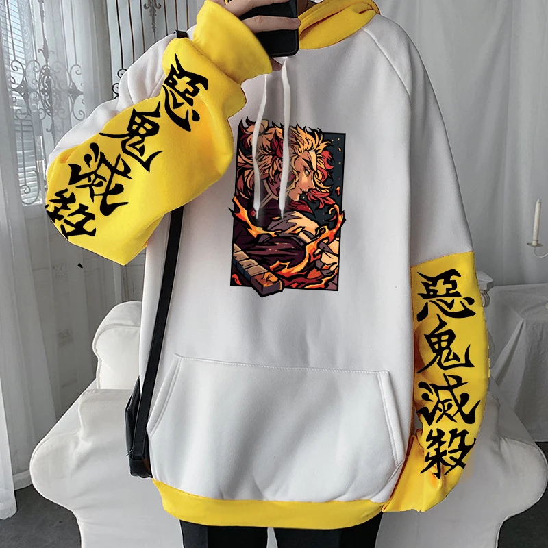 

Толстовка с длинным рукавом для мужчин и женщин, кофта с рисунком аниме, рассекающий демонов, ренгоку, куртка-Манга