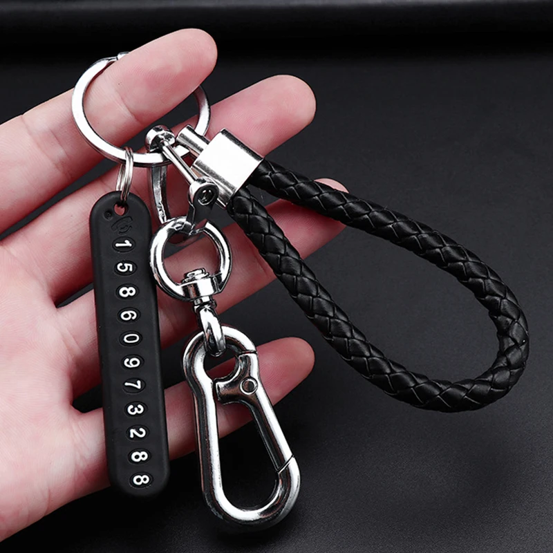 

Home Car Keychain with Anti-Lost Phone Number Card Braided rope Pendant Key Rings Lobster Clasp Keyring Keyfob Key Chains Gift