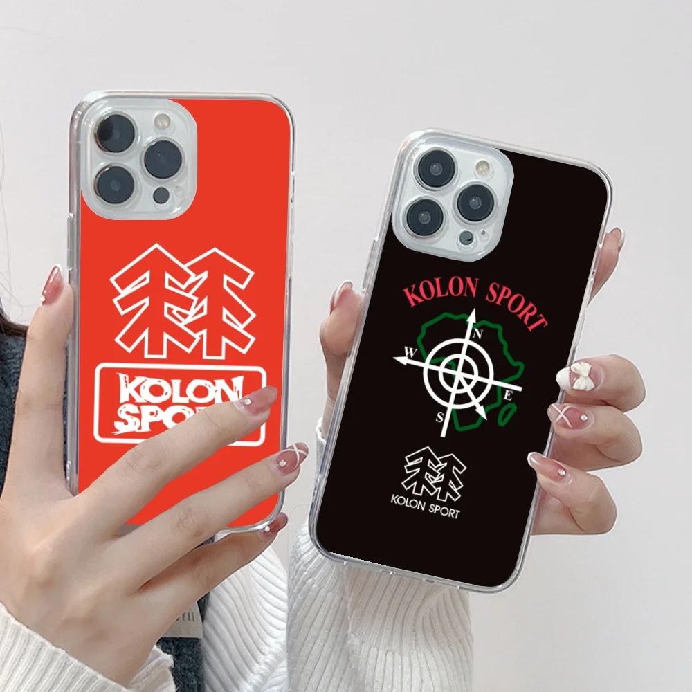 Mobile K-Kolon Sport Phone Case for iPhone 16 15 14 13 12 11 X XR XS Pro Max Plus Mini Clear Transparent Cover Cellphones Smart