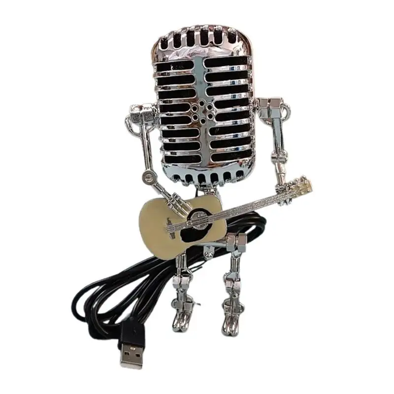 

Creative Microphone Robot Table Lamp Holding Guitare Vintage Vintage Microphone Robot Dimmer Lamp Vintage Microphone Robot Table