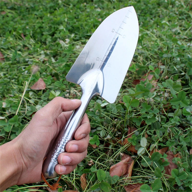 29cm Stainless Steel Garden Shovel Metal Handheld Trowel Gardening Tool Flowerpot Shovel Spade Scoop for Garden Plant