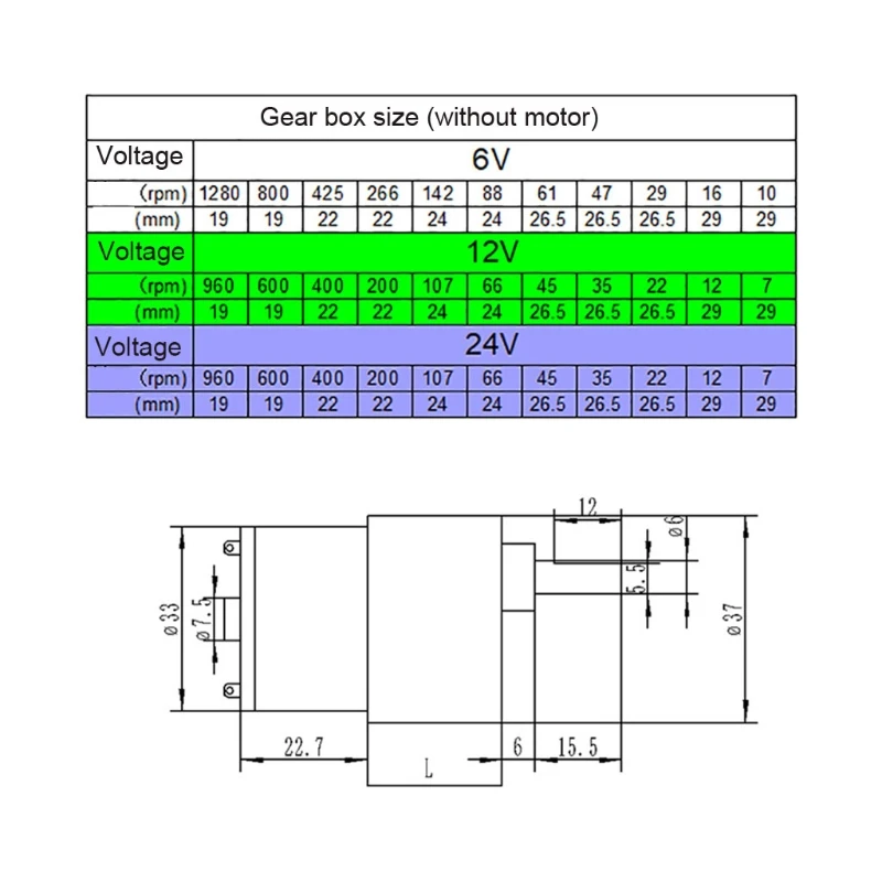 Электрический микроредукторный двигатель с высоким крутящим моментом 6 В/12 В/24 В 7