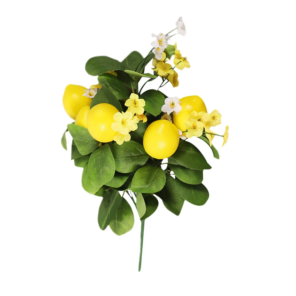 

Lemon Artificial Bouquet Flower Fake Picks Fruit Leavesfaux Branch Floral Branches Decor Simulated Arrangement Stem Tree Leaf