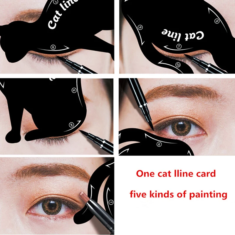 

Sdotter Eyebrow Stencils Cat Eyeliner Model Stencil Kit Guide Template Maquiagem Double Wing Eye Shadow Frame Card Makeup Tool