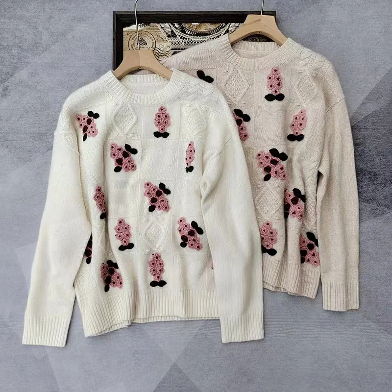 

100% кашемировый свободный свитер с неподвижным дизайном