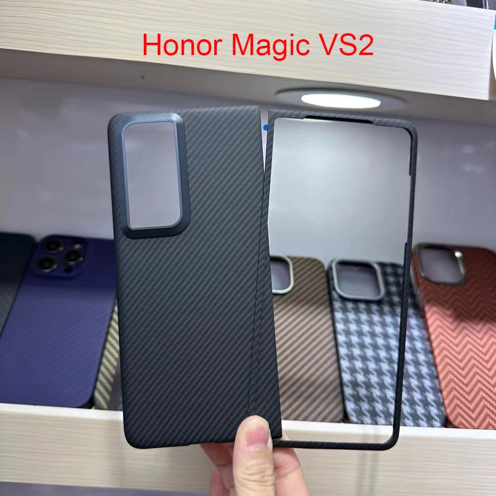 

Smhdmy Ultra Thin Genuine Real Carbon Fiber Case Metal For Honor Magic VS2 Cover Embedded 600D Aramid Fiber Protective Shell