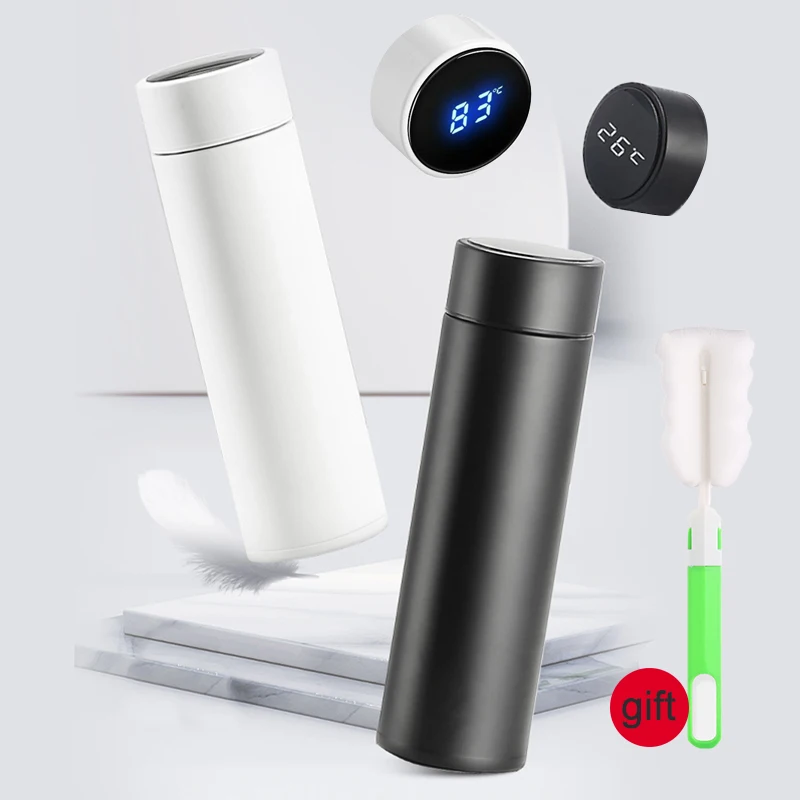 

Умная бутылка для воды 500 мл, светодиодный цифровой термометр, термос из нержавеющей стали, бутылка для кофе, герметичные спортивные вакуумн...