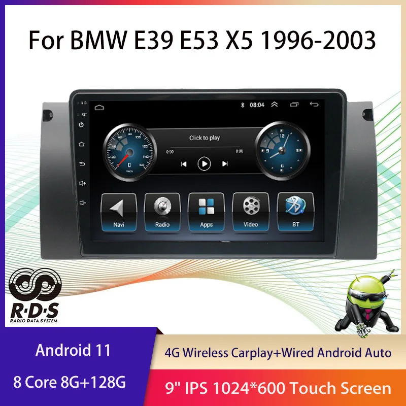 

2din Android Auto Radio Stereo For BMW E39 E53 X5 1996-2003 Car GPS Navigation Multimedia Player with RDS BT Wifi 4G Carplay
