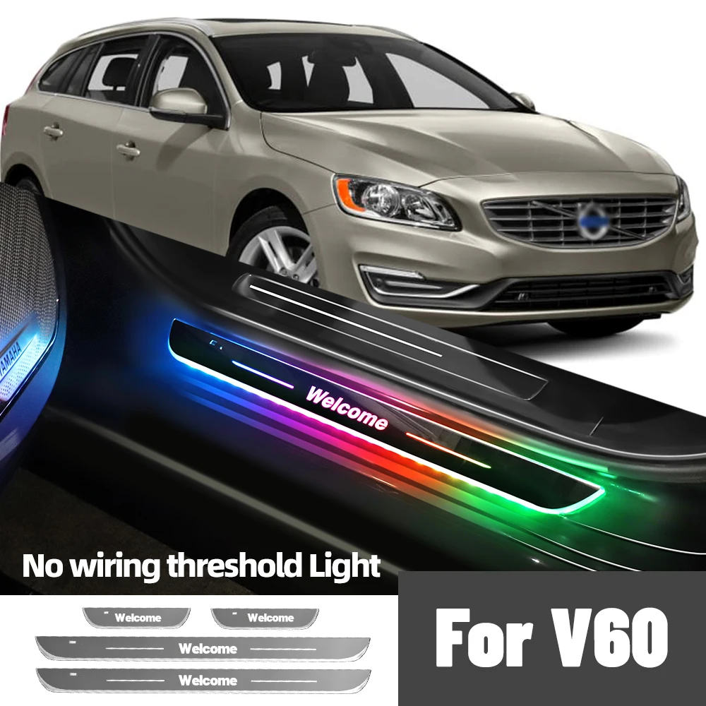 Для Volvo V60 2011-2018 2014 2015 2016 2017 автомобильный порог с индивидуальным логотипом