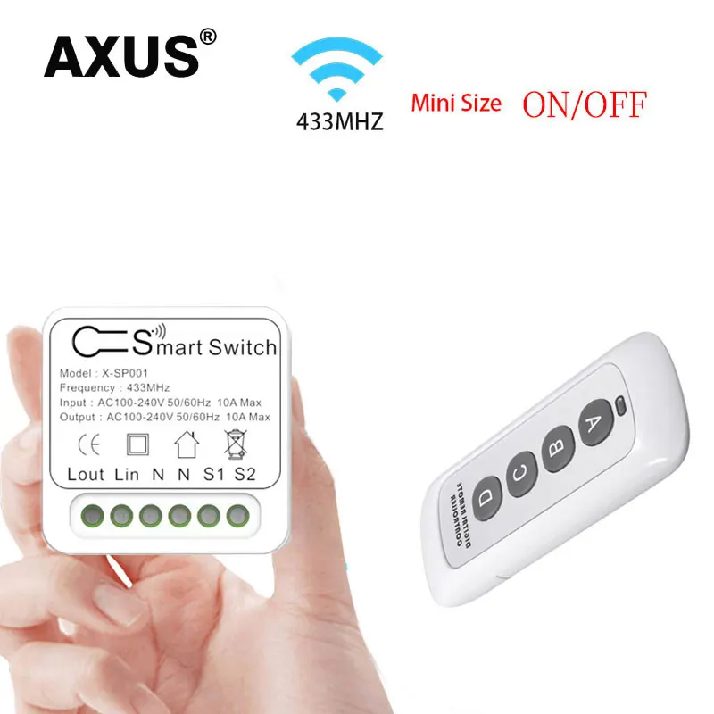 

AXUS Remote Control Switch Receiver RF 433MHz MULTI Receiver Universal AC/DC 9-30V Garage Door Control Light Lamp DIY 10A Switch