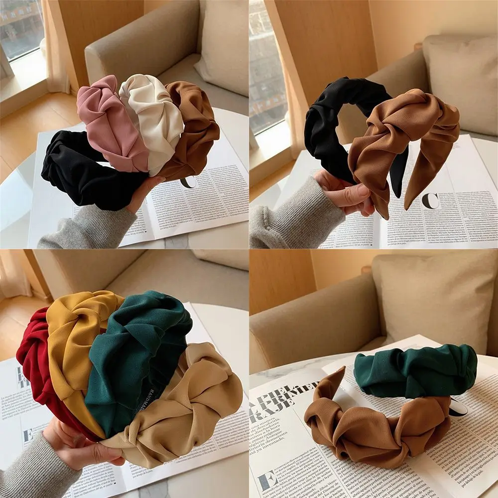 

Headwear Washing Face Solid Color Wide Side Fabric Headband Hair Accessories Head Band Hair Bands