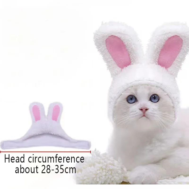 

Warm Cat Rabbit Hat Pet Small Medium-sized Dog Hat Headgear Supplies Cotton Velvet Rabbit Ears Headgear Pet Photo Headdress Prop