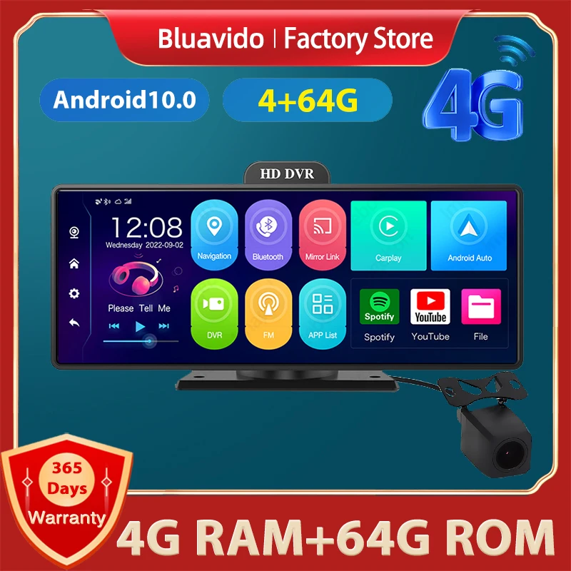 Автомобильный видеорегистратор, 10 дюймов, 4G, LTE, Android 10, 1080P, GPS-навигация Автомобильный видеорегистратор, 10 дюймов, 4G, LTE, Android 10, 1080P, GPS-навигация