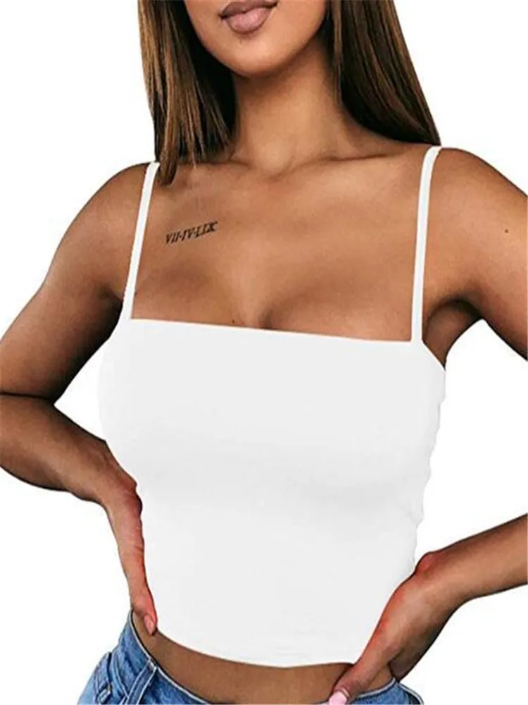 

YRRETY пикантная Женская однотонная майка на бретельках, летний кроп-топ без рукавов, воротник-лодочка, Пляжная Спортивная модная майка с откр...