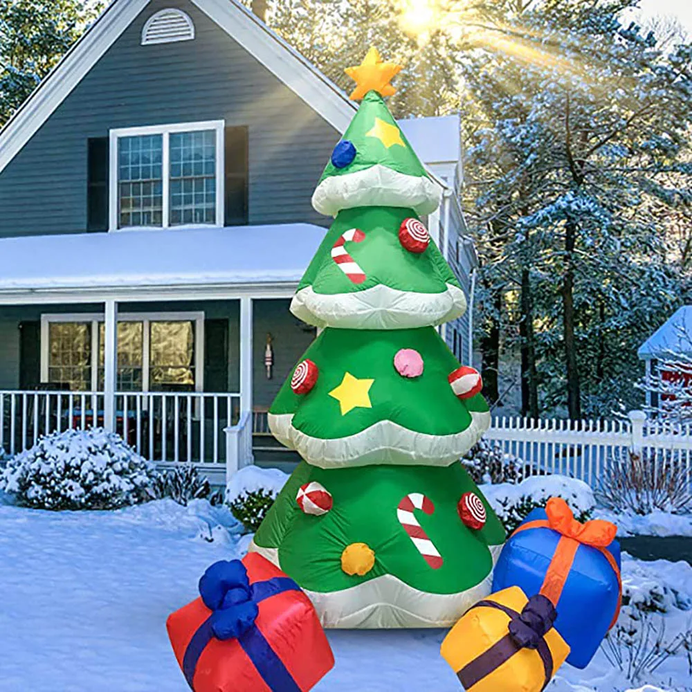 

2,1 м надувная Рождественская елка Санта-Клаус 7 футов гигантские подарки светильник для улицы надувные рождественские украшения