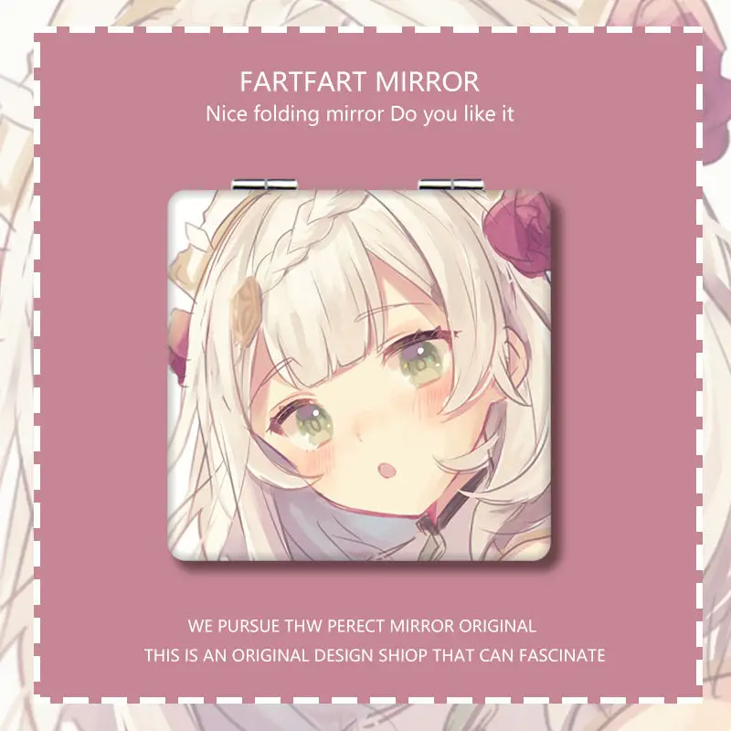 Anime Game Genshin Impact Cosplay Maid Noelle Knights of Favonius Merch Kawaii Small Compact Pocket Cosmetic Mirror Double-sided