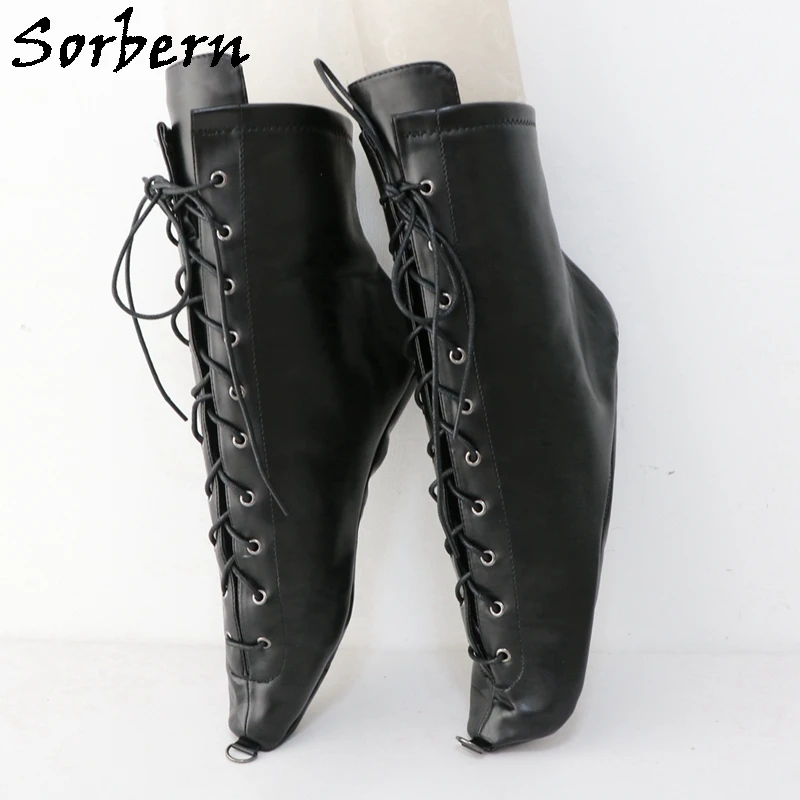Sorbern Sexy Ballet Heelless Shoes Covers Lace Up Ankle High Boots No Heels Pointed Toe Booties Multi Colors