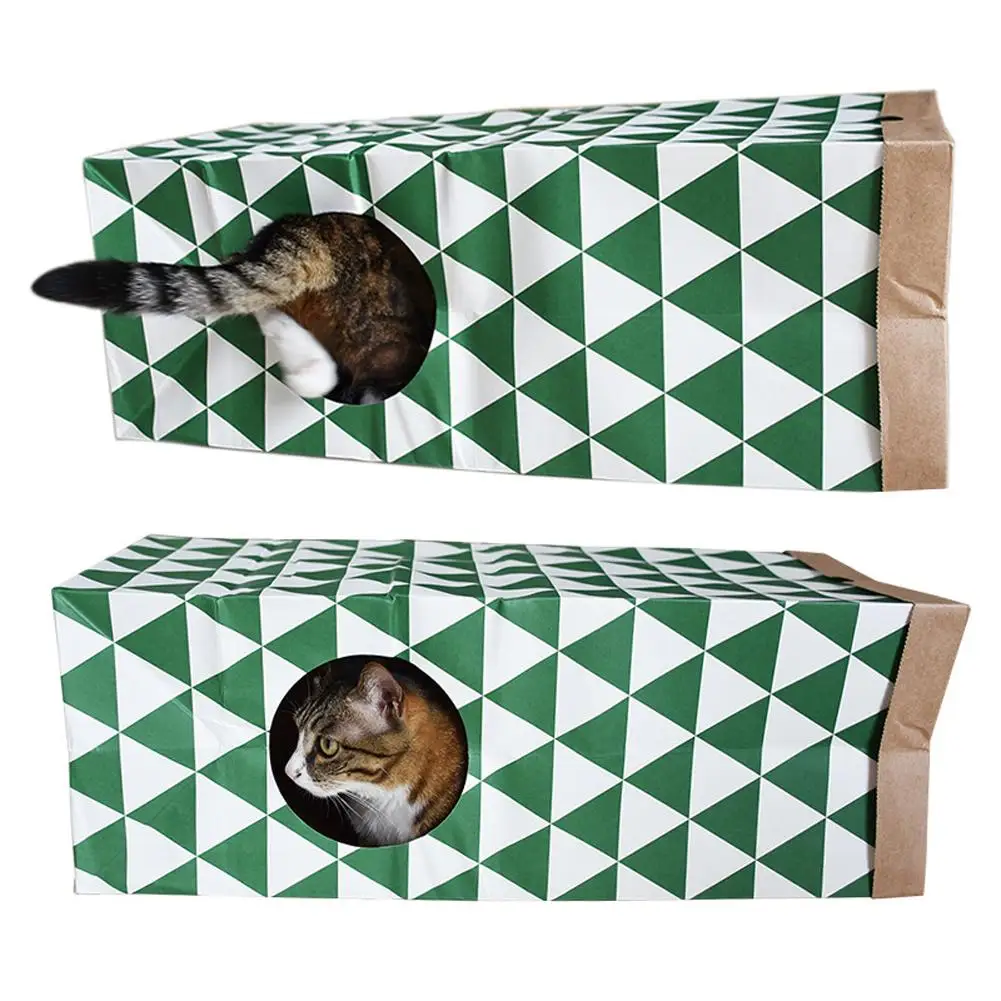 

1 Pcs Hide Sneak Collapsible Paper Tunnel Hideaway Thickened Double-layer Large Space Cat Interactive Toy