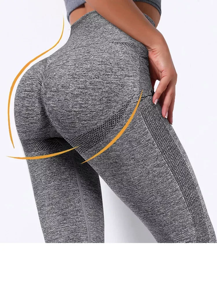 

Женские Бесшовные Леггинсы NEW2023 с высокой талией, спортивные Леггинсы для тренировок с эффектом пуш-ап, модные однотонные леггинсы для спор...