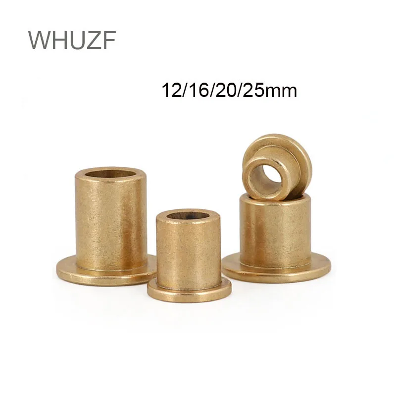 

WHUZF 2PCS 12/16/20mm Flanging Self-Lubricating Bearing Powder Metallurgy Oil Copper Bushing Guide Sleeve with Stepped Flange