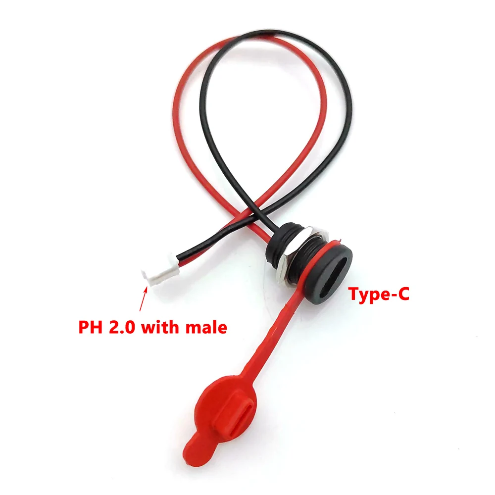 

2-контактный белый черный 4-контактный разъем USB-C Type-C к блокую пластину гайки PH 2,0, женский водонепроницаемый сильноточный разъем для быстрой зарядки