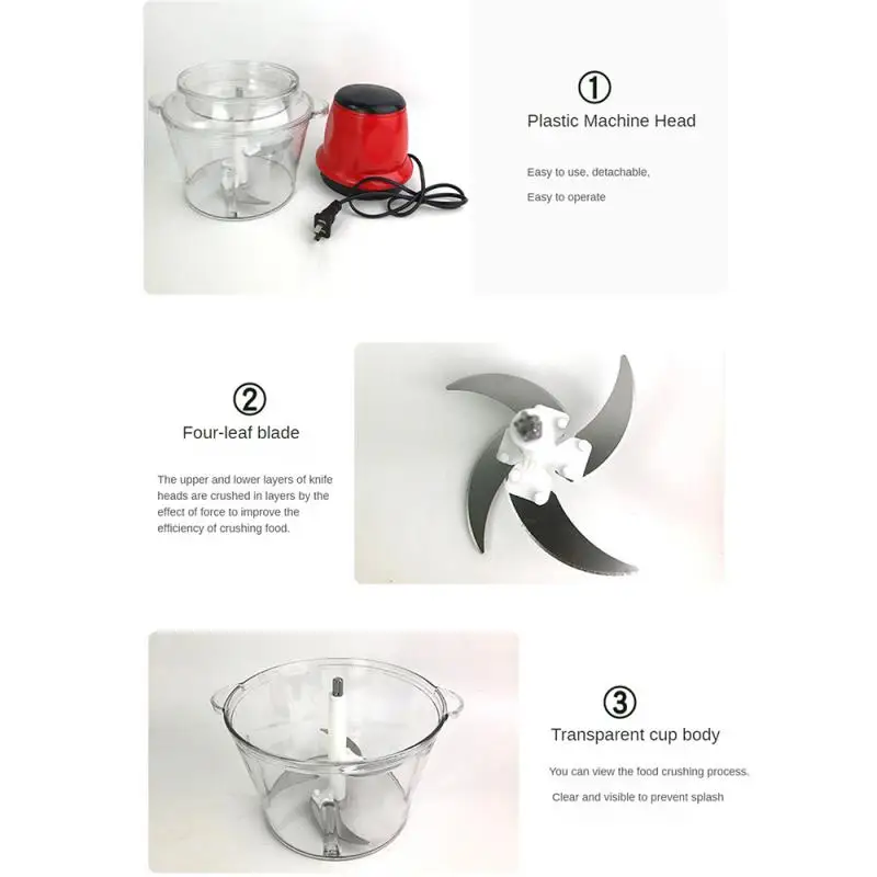 

Mixer 2l Household Cooking Machine Stuffing Auxiliary Electric Meat Grinder Manual Meat Grinders Food Grade Pc Crusher Powerful