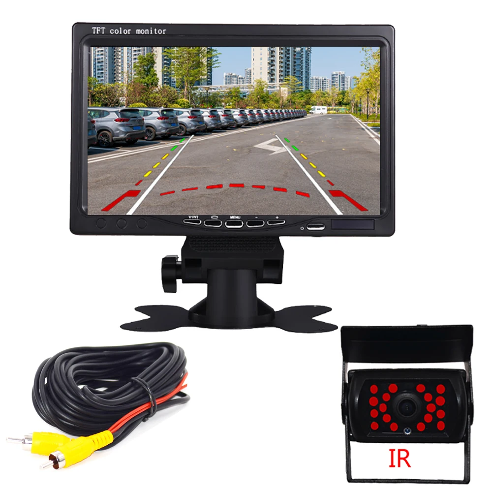 

Car Rear View Camera with Monitor for Bus Truck RV Caravan Trailers 7 inch TFT LCD Reverse Display Mirror Module