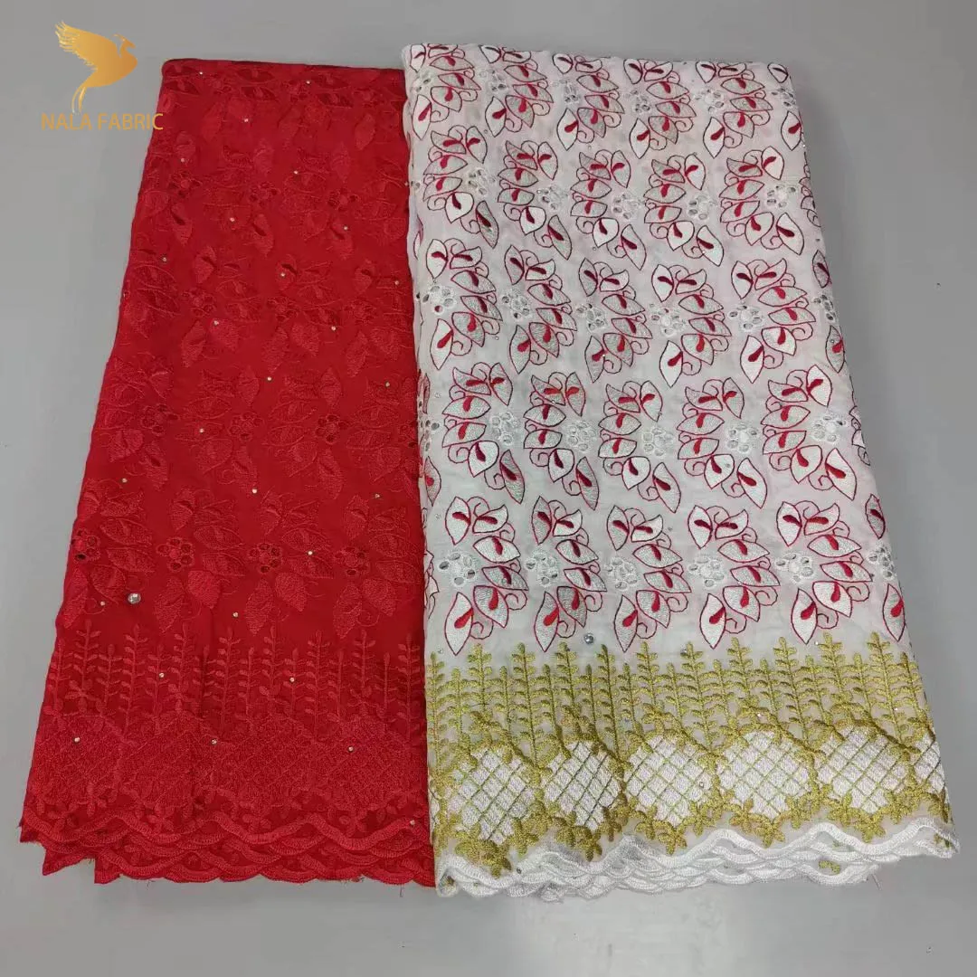 

KL301 autriche brodé de dubaï 2.5+2.5 Y Swiss lace fabric 2022 heavy beaded embroidery African lace fabrics red white