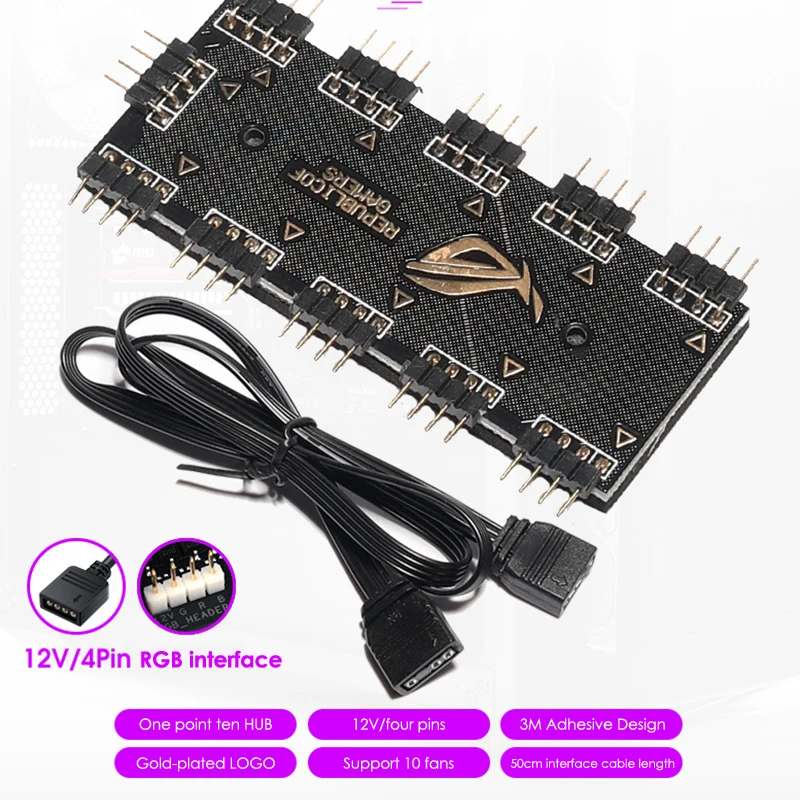 

Материнская плата RGB Hub 1 контроль 10 дистрибьютор синхронизация RGB вентилятор Управление освещением