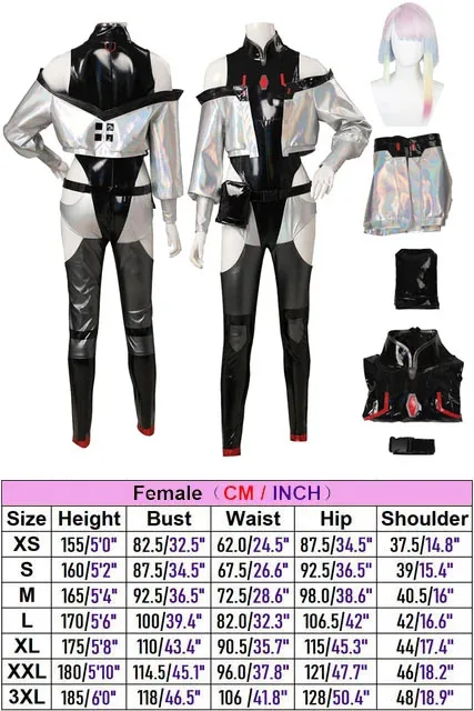 Аниме игра Люси Косплей фантазия Костюм бегун Маскировка Боди пальто парик для