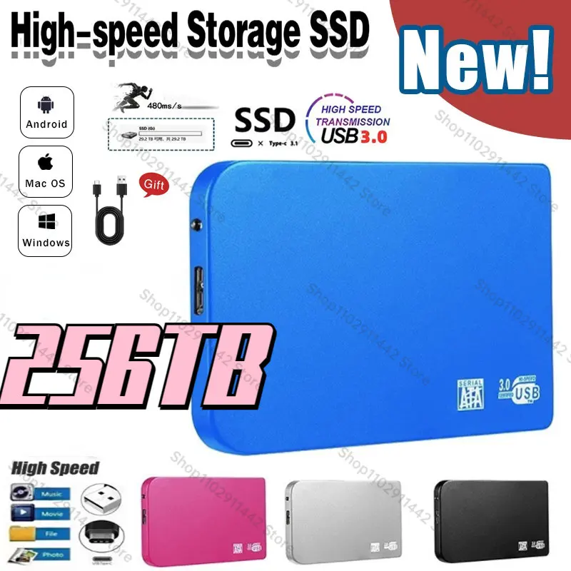 

Original 2TB SSD 500GB Portable External Solid State 64tb 256tb Hard Drive USB3.0 Interface HDD Mobile disco duro For Laptop/ps5