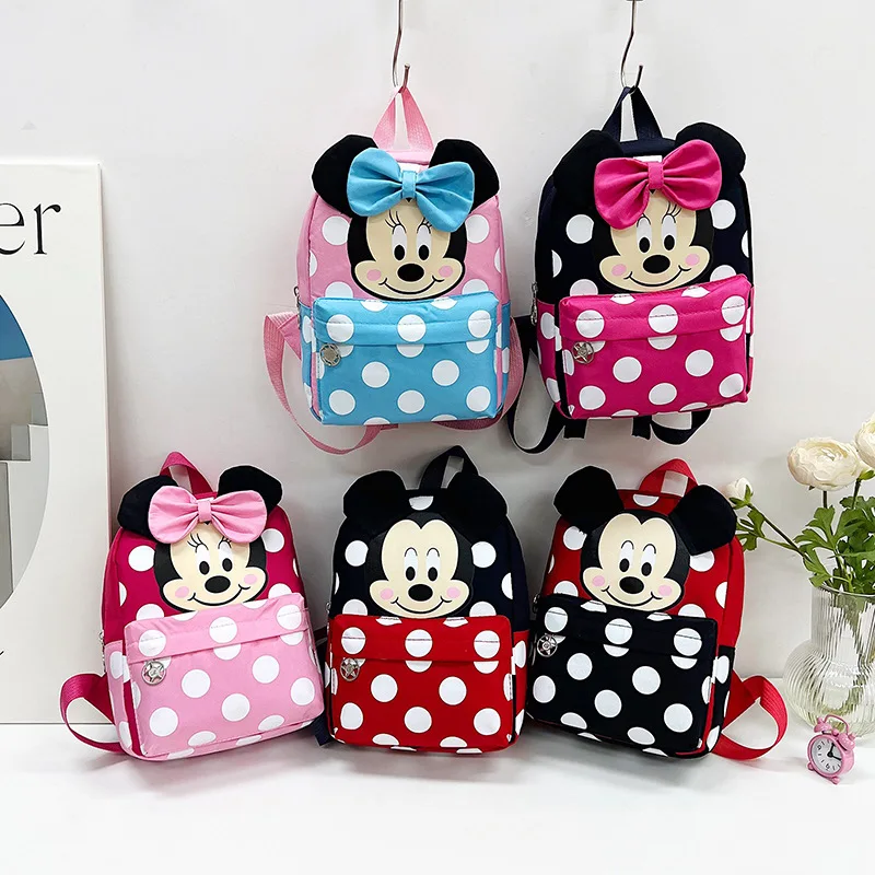 

Disney Anime Mickey Mouse Cartoon Backpack For Baby Boys Girls Minnie Mickey Children Lovely Schoolbag Kindergarten Kids Toys