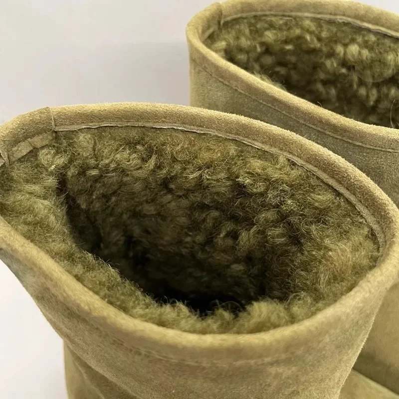 Зимние ботинки из матовой кожи на меху удобные повседневные короткие с круглым