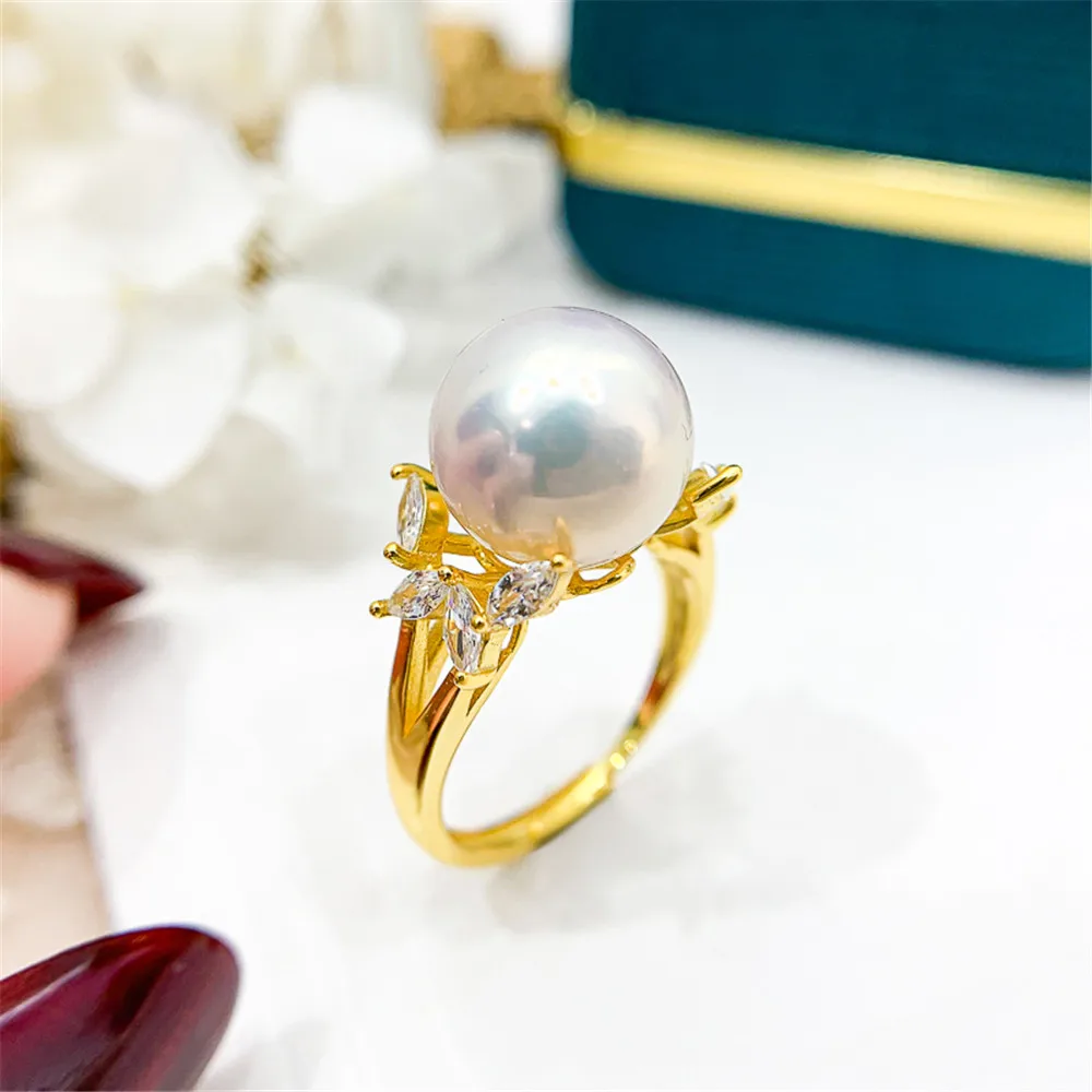 

Жемчужные аксессуары «сделай сам», ювелирные изделия из стерлингового серебра S925, великолепное Золотое серебряное кольцо, пустой держател...