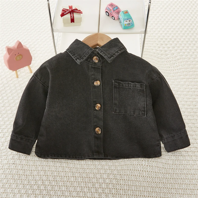 Kids Clothes Girls Denim Jackets Spring Autumn Casual Solid Long Sleeve Top Coat 2022 New Cotton Boys Children's Clothing
