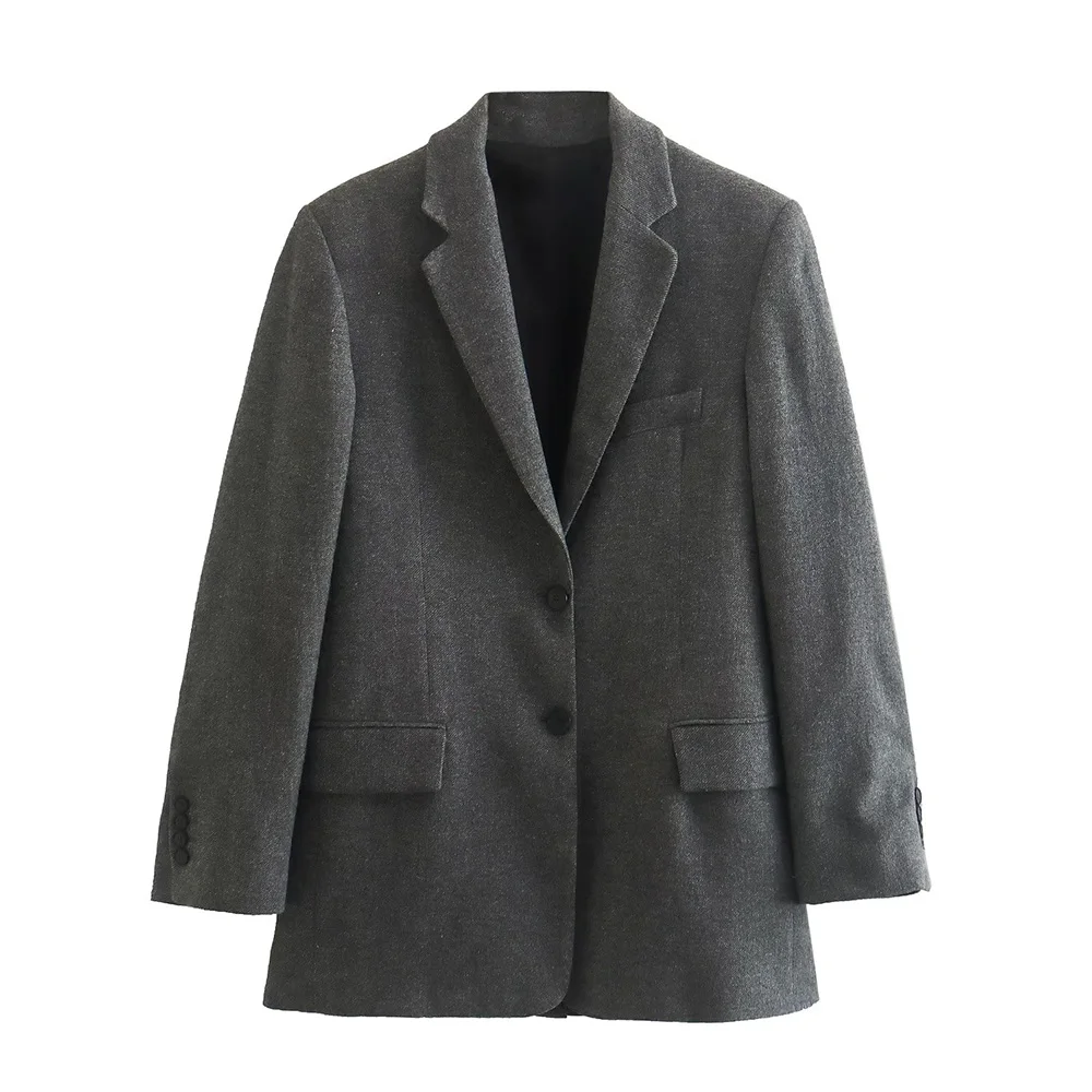 

PB&ZA Blazer Woman Autumn Fashion Jacket Wool Blend Vintage Casual Coat Lady Single Breasted Business Female Clothes 9181525