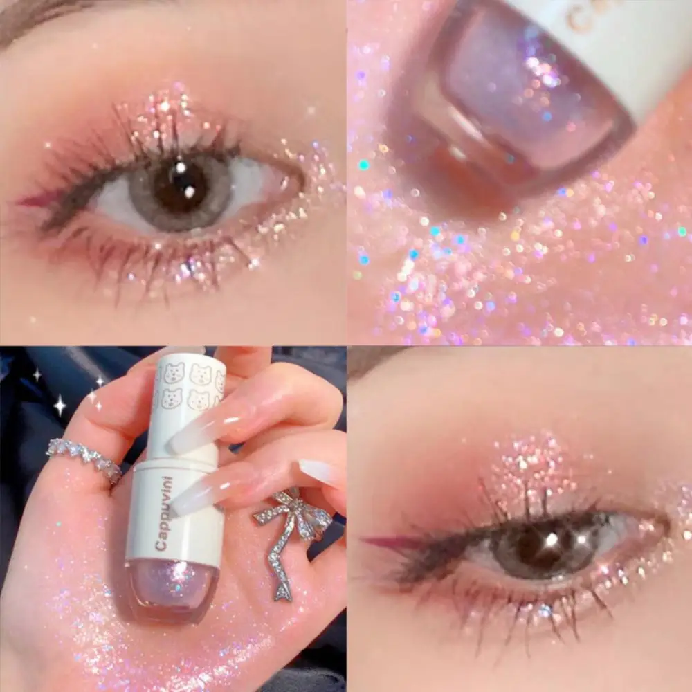 Cappuvini Liquid Eyeshadow Starry Little Bear Bowling High-gloss Sequins Glitter Pearlescent Silkworm Eye Shadow Makeup