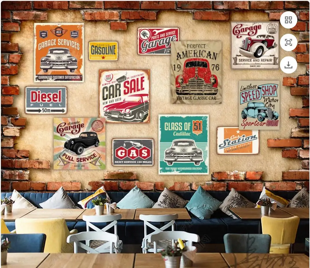 

Настенные 3d фотообои на заказ, винтажные автомобильные обои с изображением сломанного кирпича, настенный плакат, фоновые украшения для дома, настенные 3d обои для гостиной