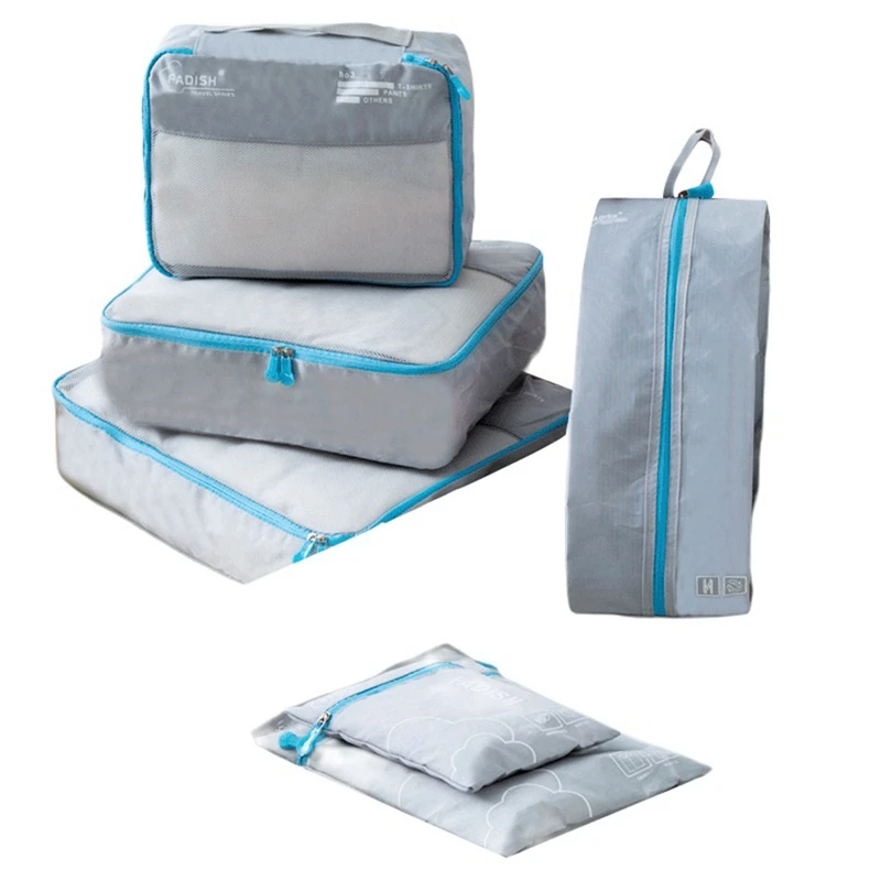 

HOT-7 Pieces Set Travel Organizer Storage Bags Suitcase Portable Luggage Organizer Clothes Shoe Tidy Pouch Packing Set