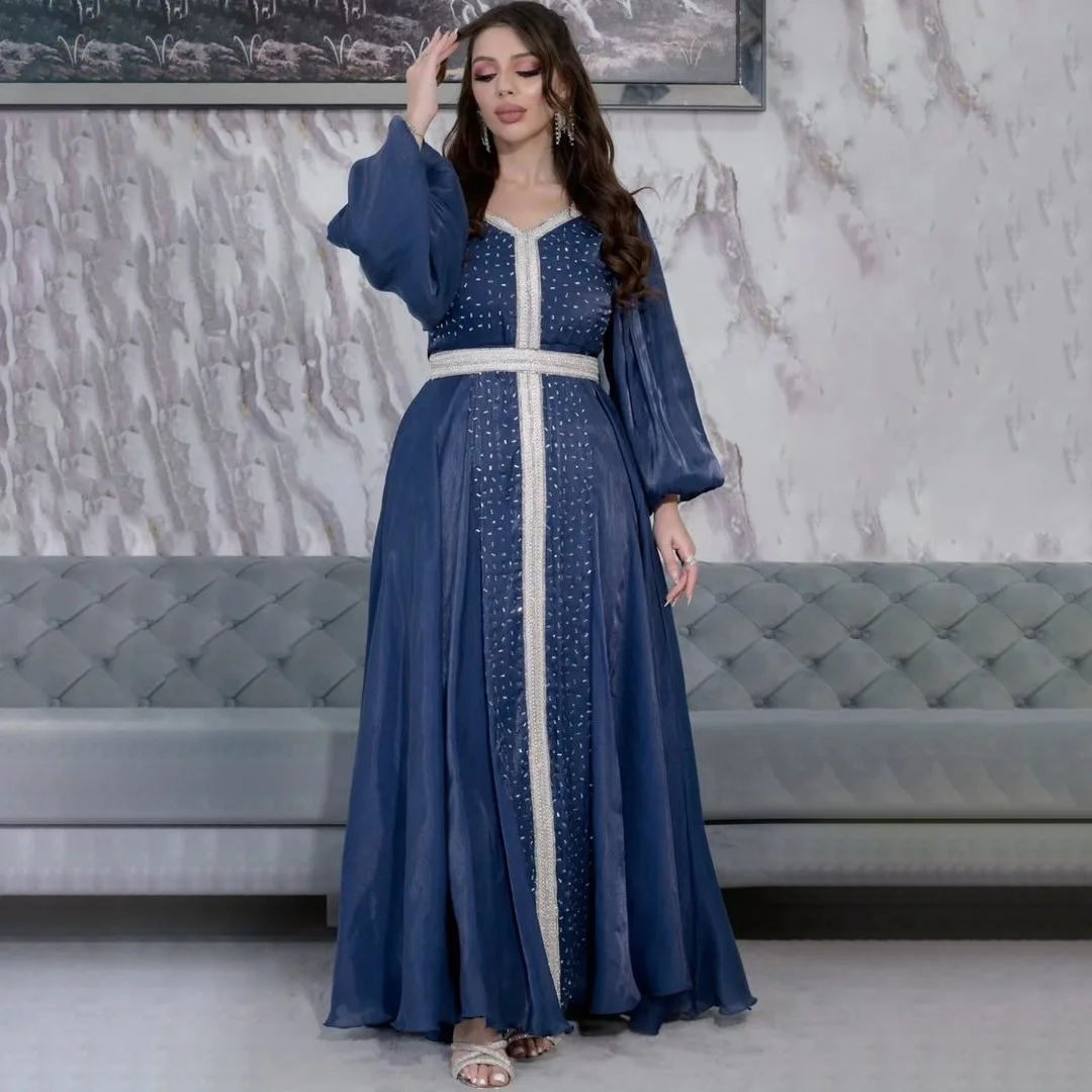 Трансграничное мусульманское женское легкое роскошное платье горячего