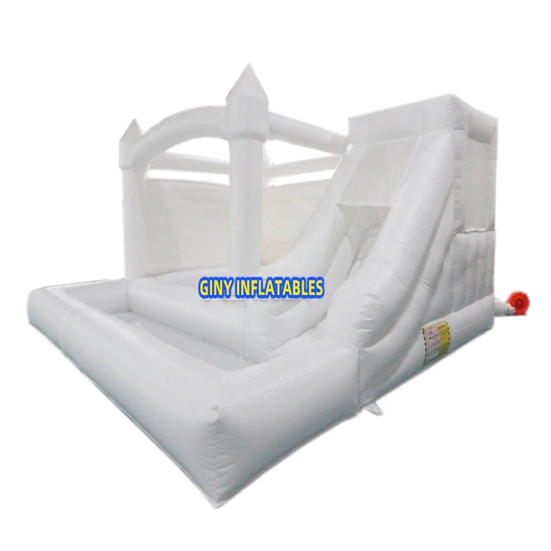 

Party Fun Hire Commercial Inflatable Wedding Bouncy Castle White Jumping Bounce House With Slide
