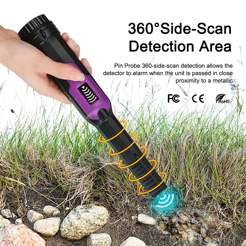 

Профессиональный металлоискатель, точечный водонепроницаемый ручной металлодетектор для поиска монет, золота, IP68