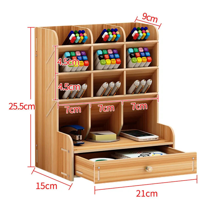 Pen Holder Nordic Ins Storage Box Creativity Office Desk Stationery Large Capacity Wooden Rack Organizer W2044 | Дом и сад